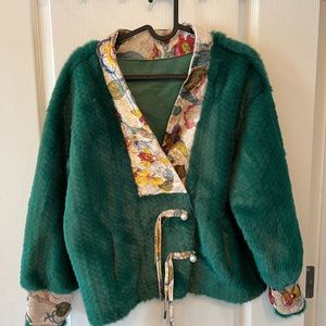 Emerald Green Teddy Jacket with Wrap Style